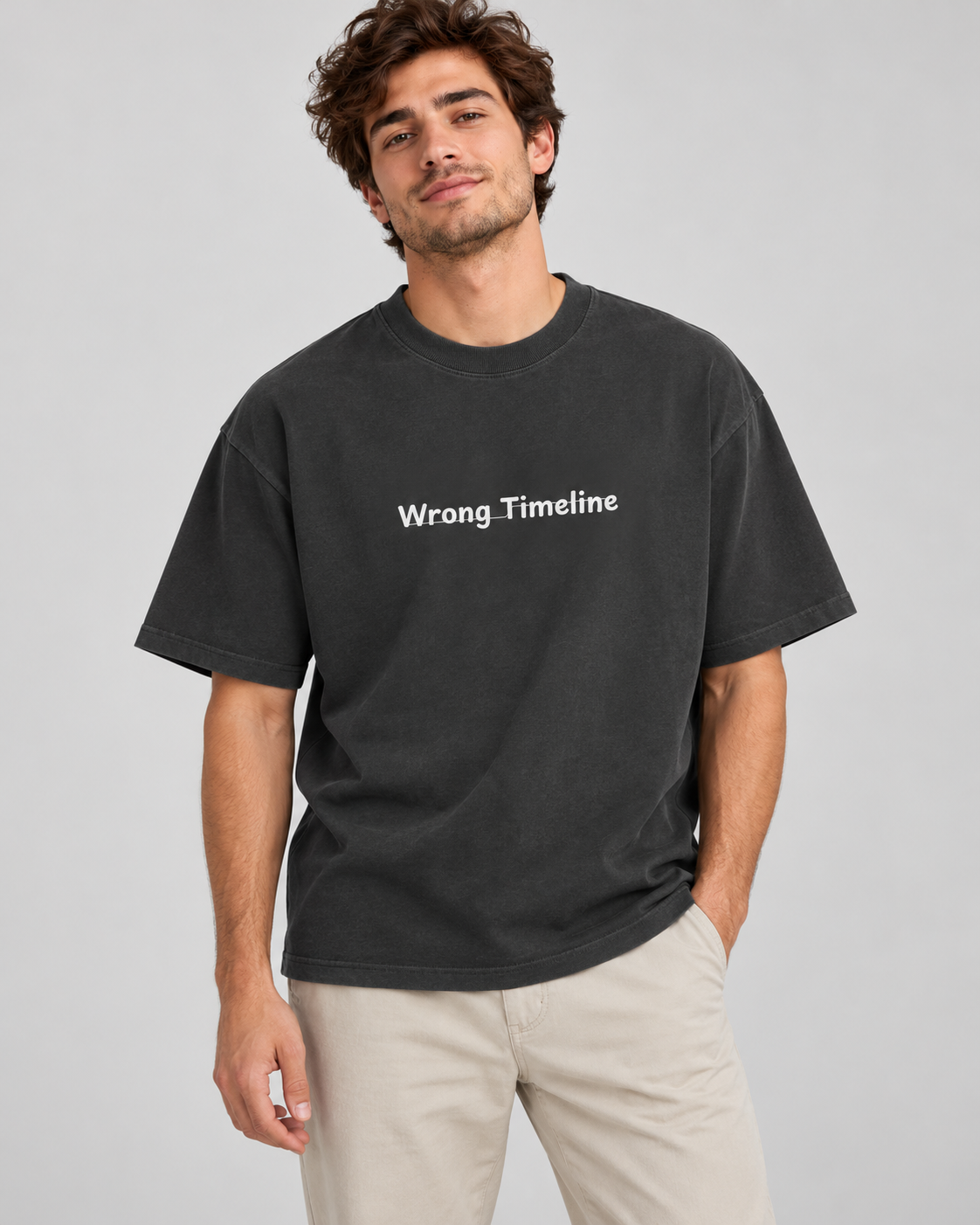 Men's Premium Oversized T-shirt "Wrong TimeLine"