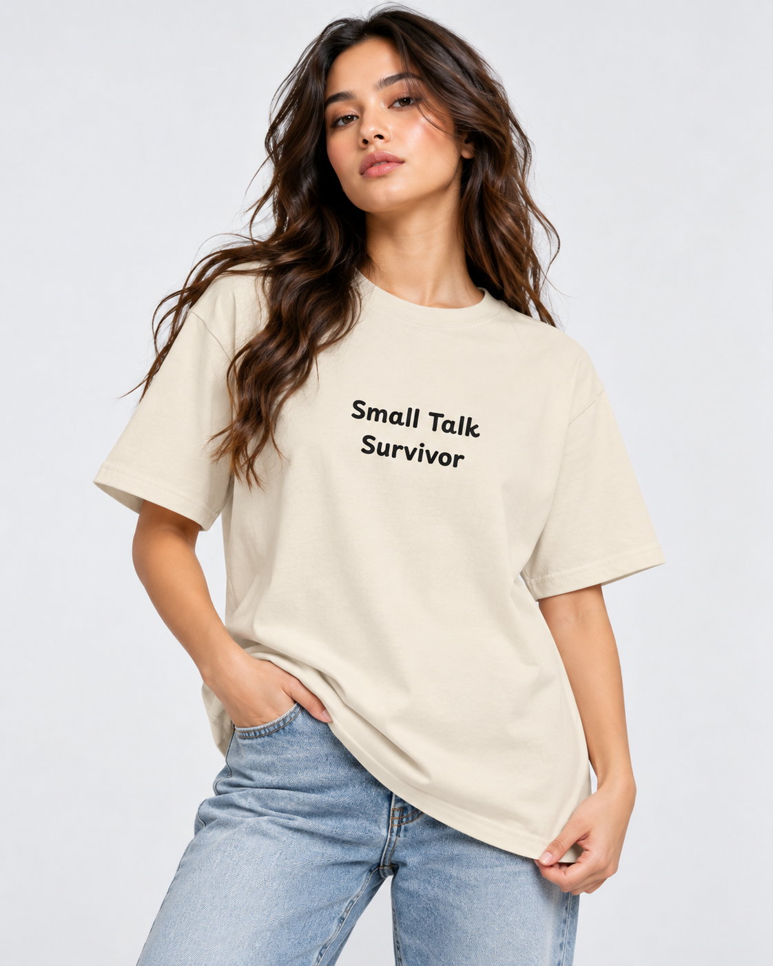 Women's Premium Oversized T-shirt "Small Talk Survivor"