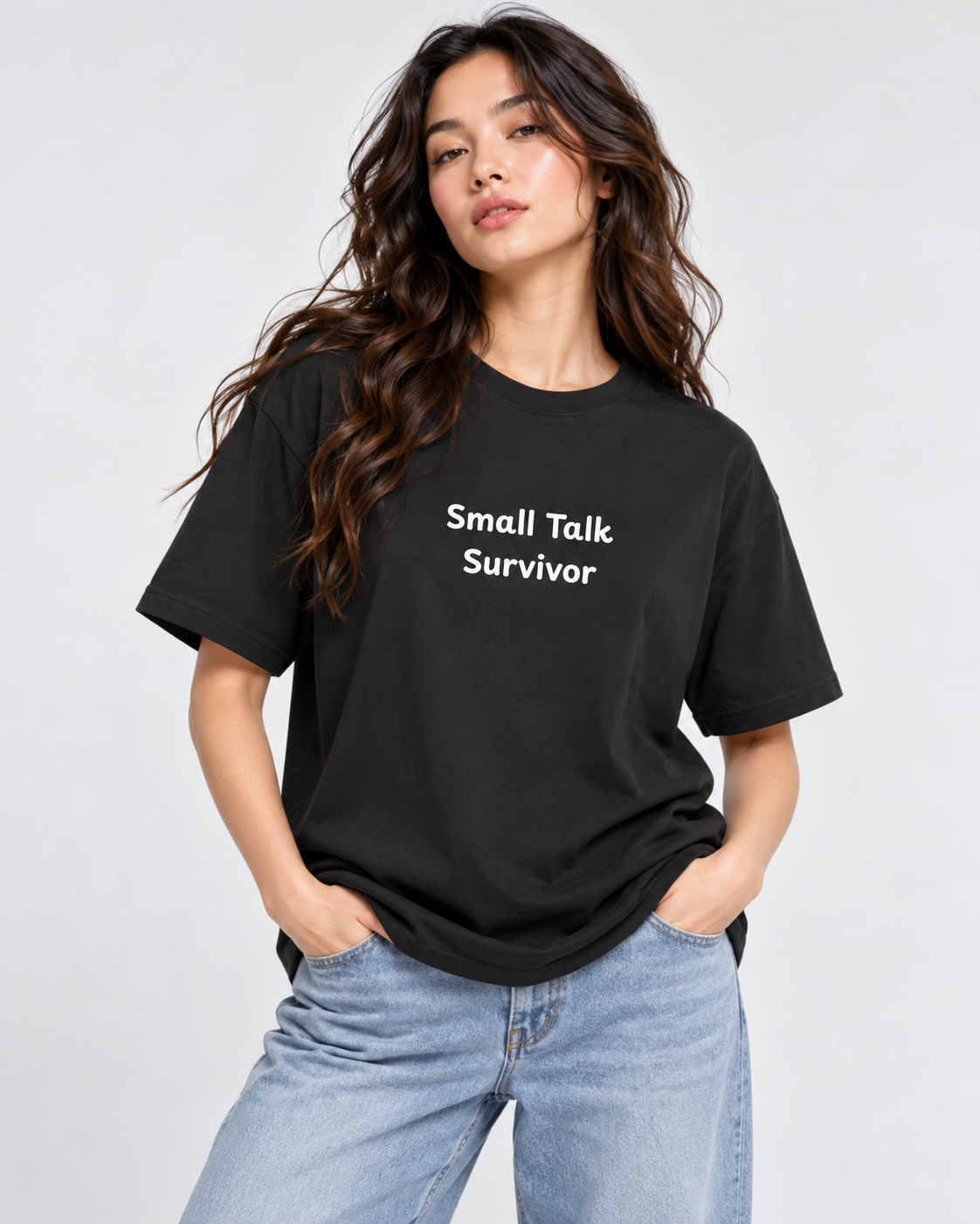 Women's Premium Oversized T-shirt "Small Talk Survivor"