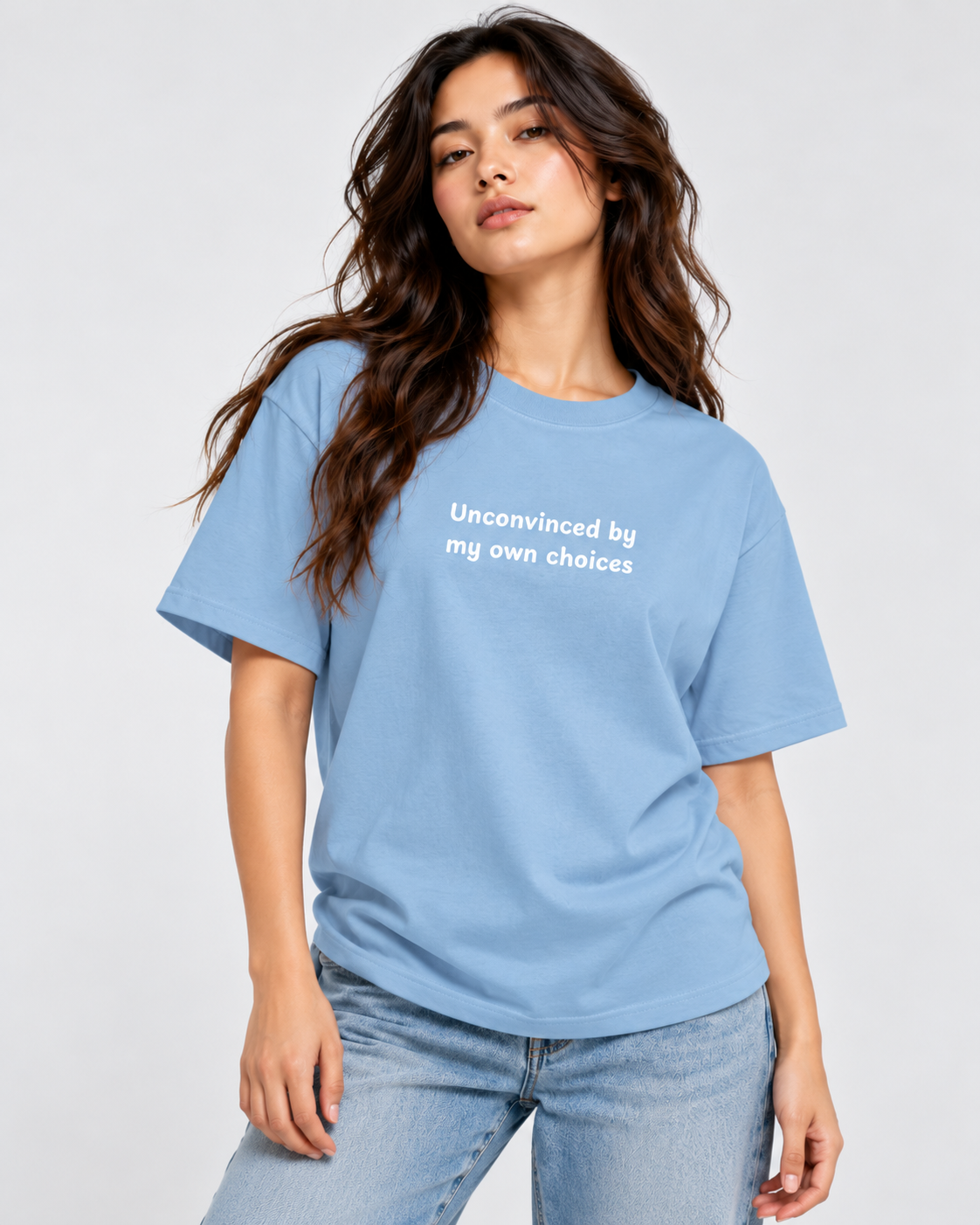 Women's Premium Oversized T-shirt "Unconvinced by my own choices"