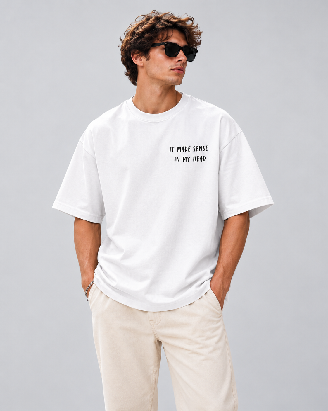 Men's Premium Oversized T-shirt "It made sense in my Head"