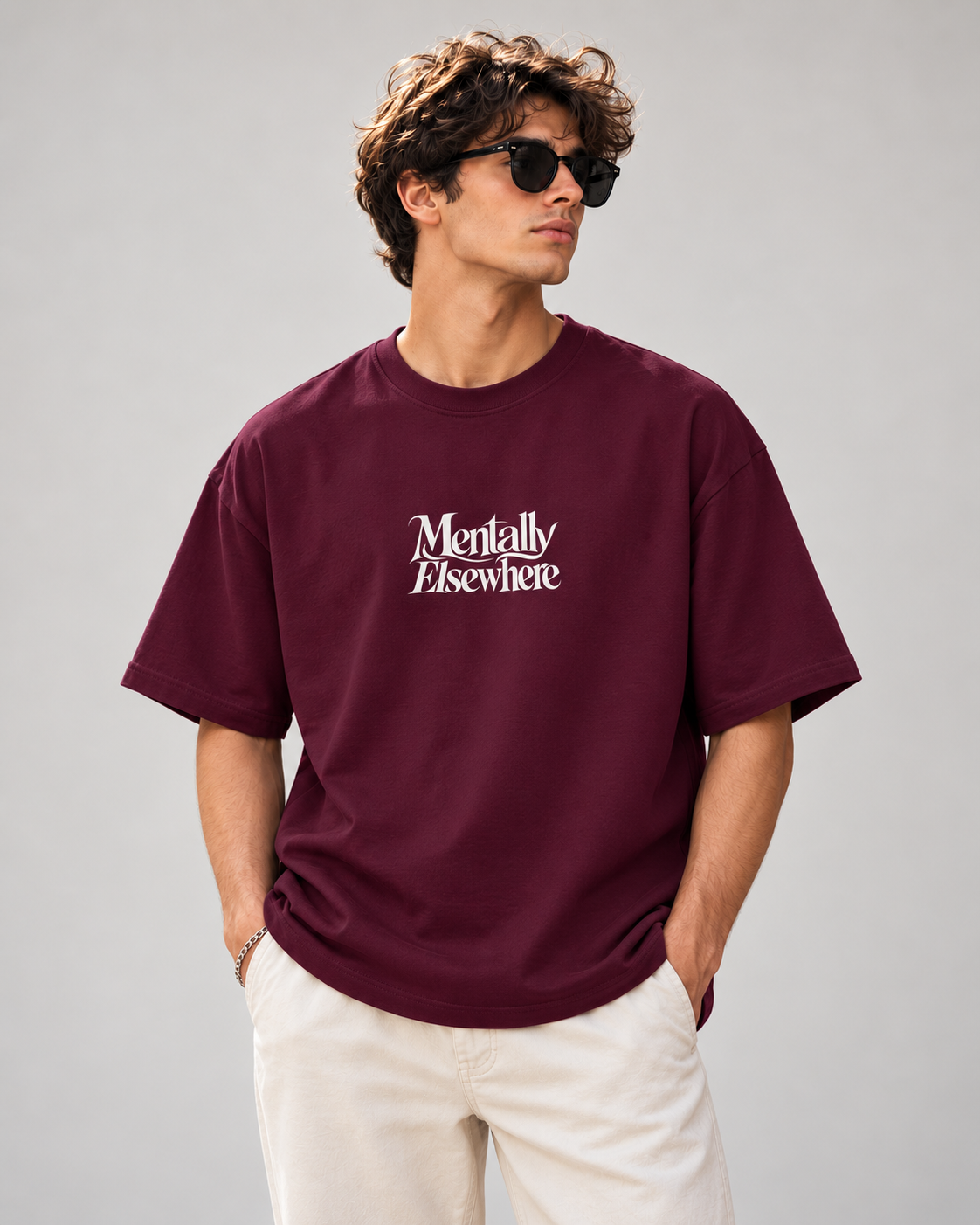 Men's Premium Oversized T-shirt "Mentally Elsewhere"